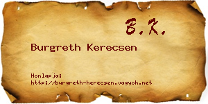Burgreth Kerecsen névjegykártya